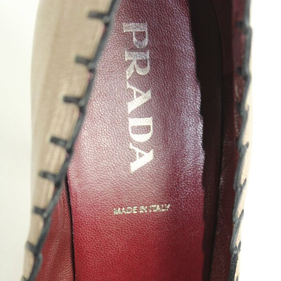Prada Vintage Floral Appliqué Taupe Purple Detailing Slip-On Heel Size 37 (US 6) - Picture 12 of 12